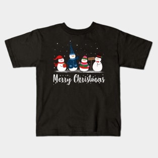 Merry Christmas Snowman Christmas Holiday Kids T-Shirt